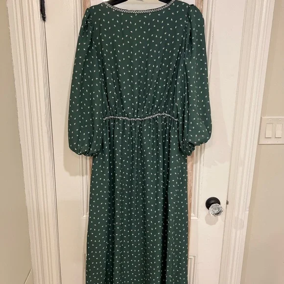 NWT Max Studio Elegant Green Polka Dot Dress - Picture 2 of 10